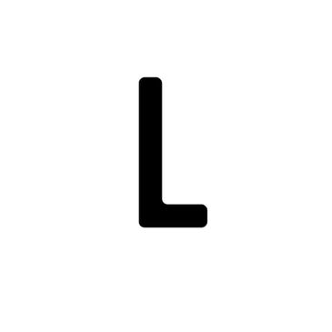 Black letter L on white background.