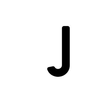 Black letter J on a white background.