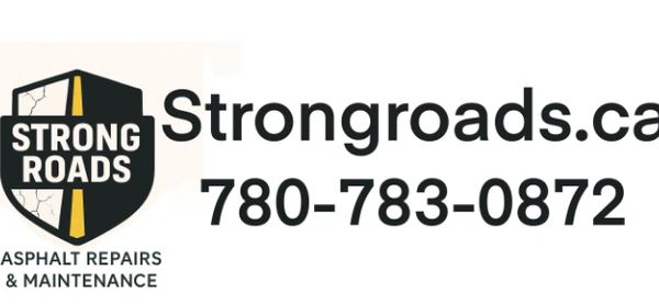 Strong Roads asphalt repair and maintenance service with contact details.