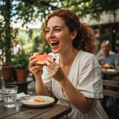 woman eating with implants ocoee