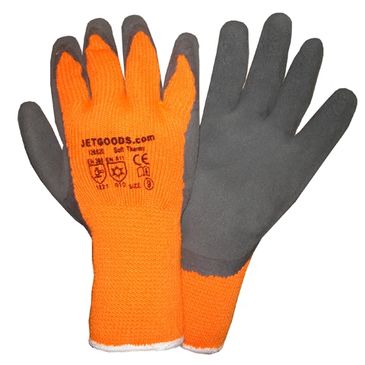 orange and black gloves