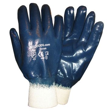 blue and white gloves