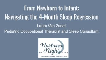 Title slide on infant sleep regression with a sleep consultant's name.