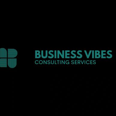 Logo for Business Vibes Consulting Services on a black background.