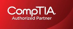 CompTIA Authorized Partner logo on a red background.