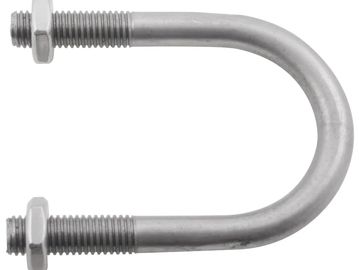 Metal U-bolt with nuts on both ends.