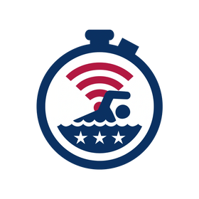 Stopwatch, Wi-fi Signal, Swimmer, and Stars, in Red, White, and Blue.
