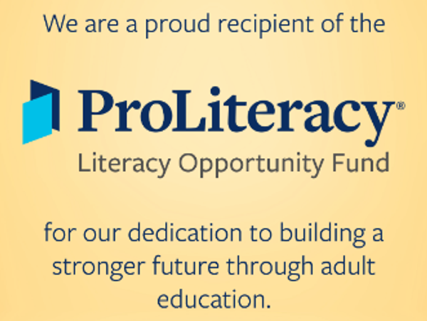 ProLiteracy Literacy Opportunity Fund recognition for adult education.