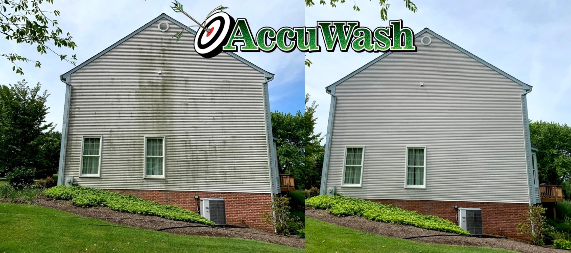 Algae covered house and clean siding