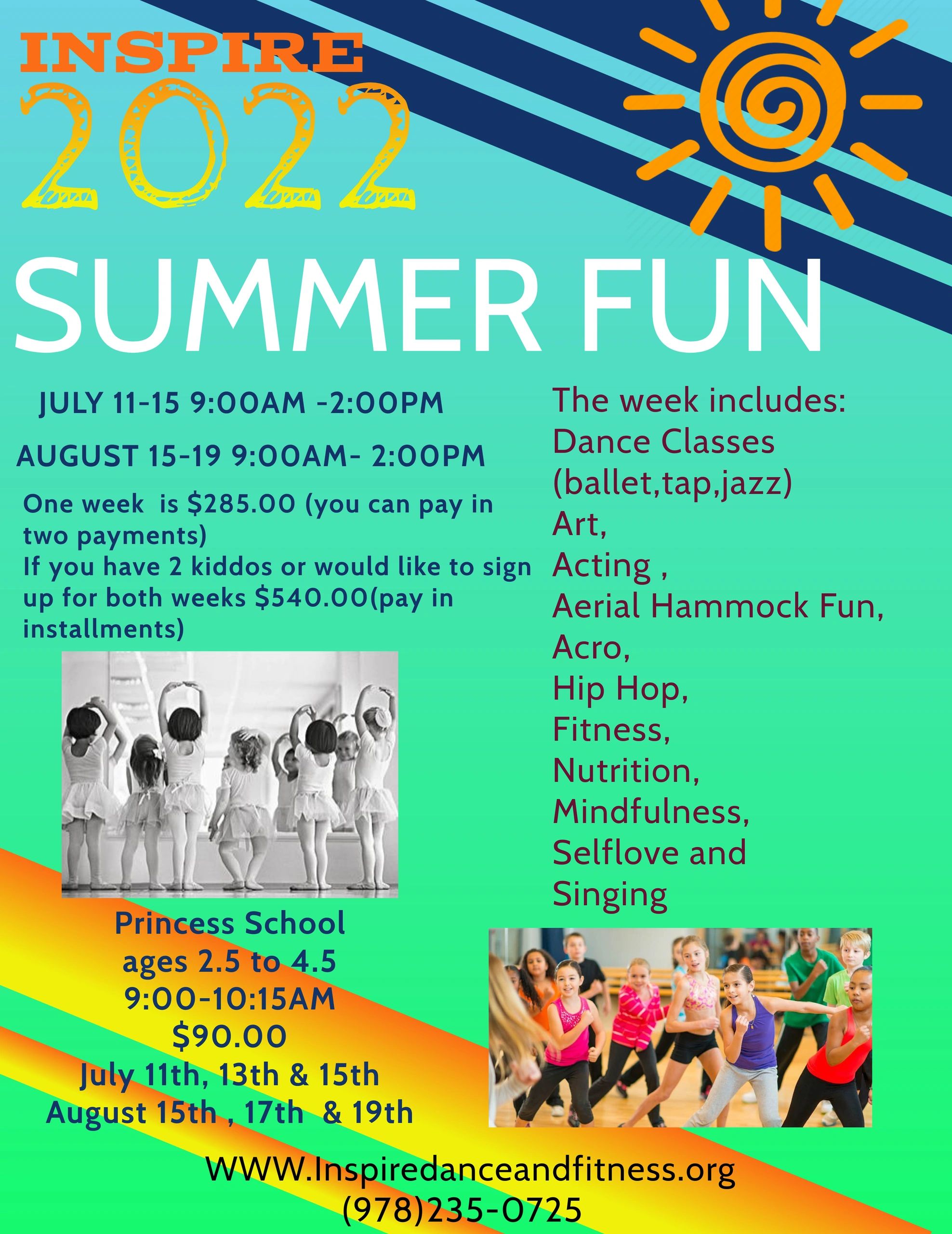 Summer Fun at Inspire. 
So much fun for all kiddos aged 5-12yrs!
July 11-15th sign up:
https://www.w