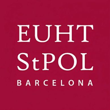 Logo with text EUHT StPOL Barcelona on a red background.
