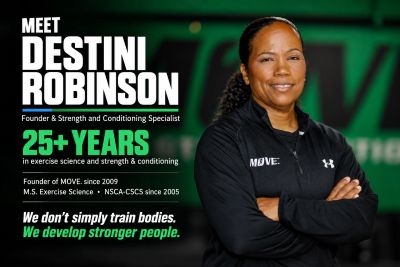 Destini Robinson, exercise science expert with 25+ years experience.