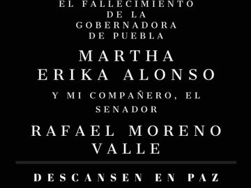 Mensaje de Gustavo Madero ante muerte de Rafael Moreno Valle y Martha Érika Alonso