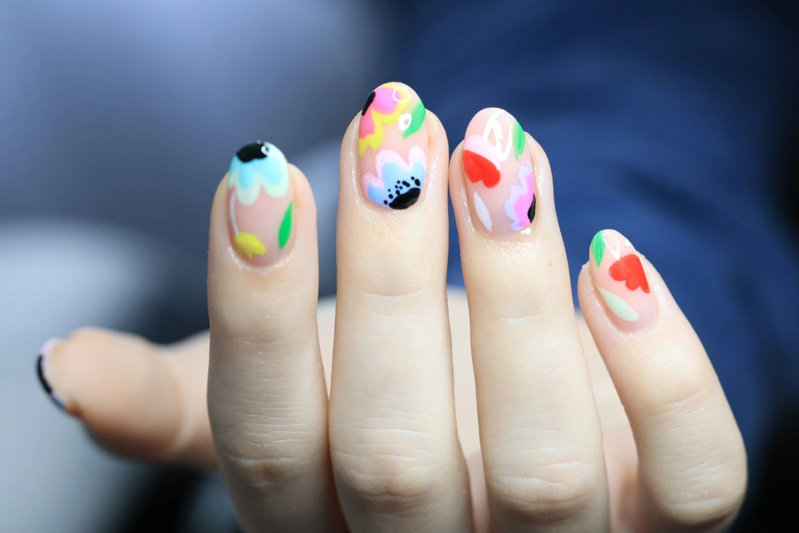 Chic Biab Nude Geometric Nail Look