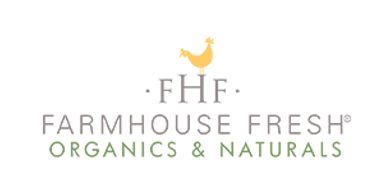 Farmhouse Fresh logo with a chicken icon and organic theme.