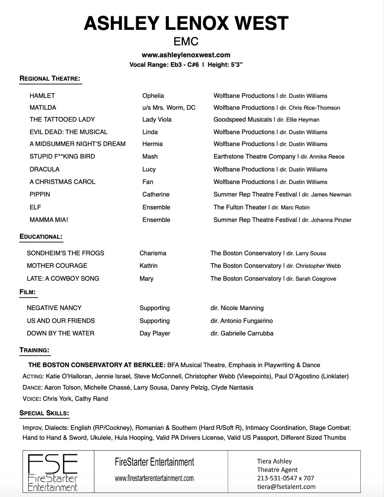 Ashley Lenox West Resume