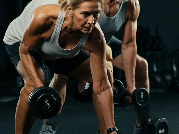 strong male and female gym training