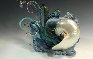 Nautilus in pearl shell sculpture