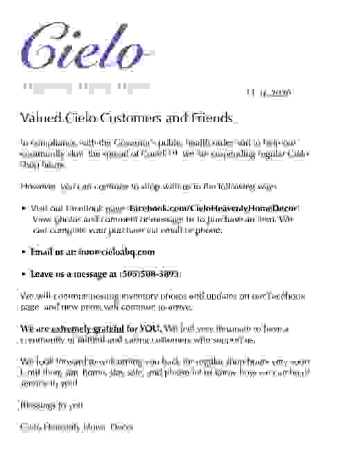 Cielo Heavenly Home Decor