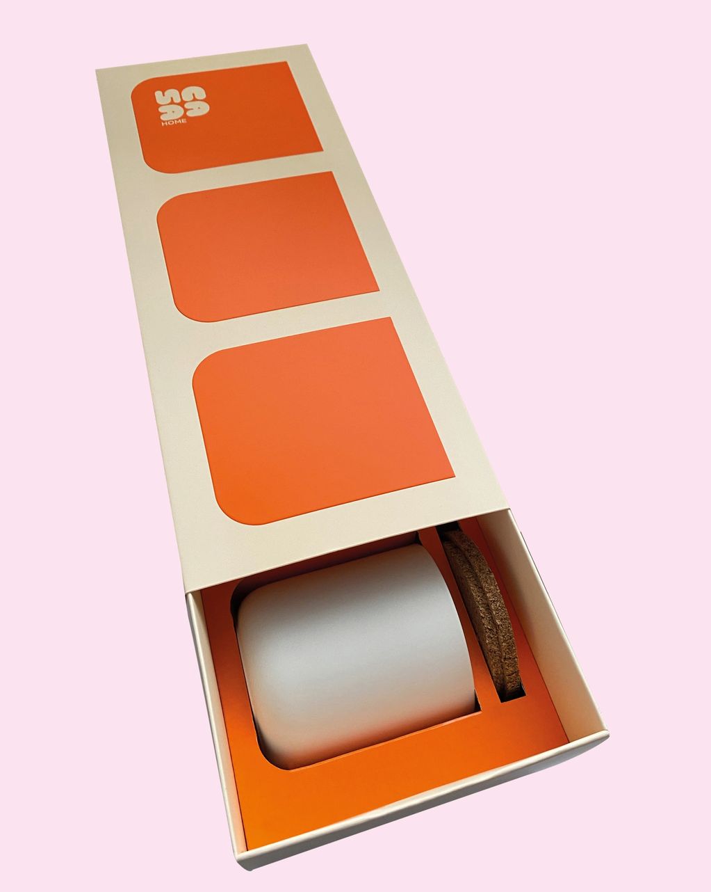 Pantone printed folding boxboard box, with matching screen printed E-flute tray.