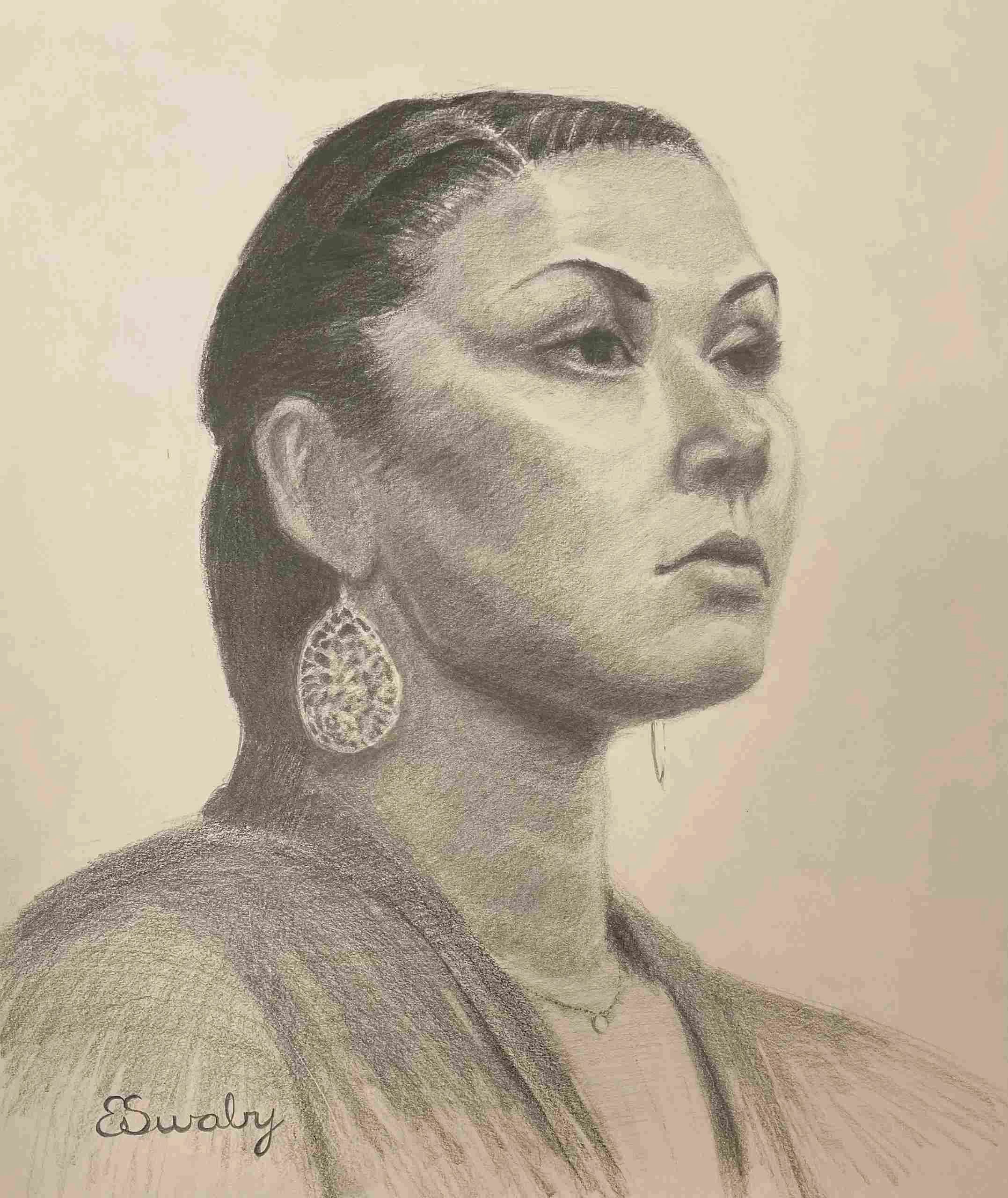 Portrait of a Hispanic Woman Pencil on Paper