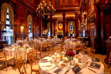 ballroom set up for a party
