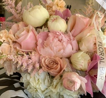 pink and white flower arrangement