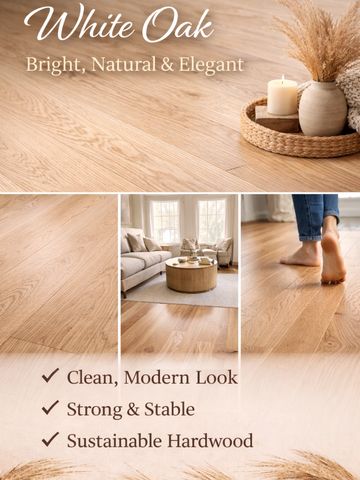 White Oak offers a clean, modern look with subtle grain patterns and soft, neutral tones. Durable an