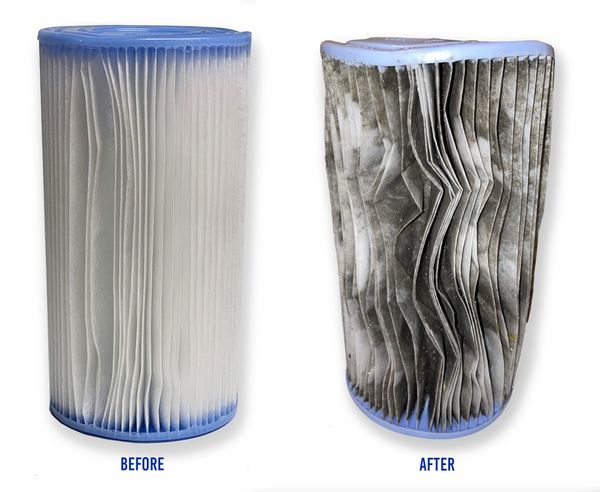 Filter before and after cleaning