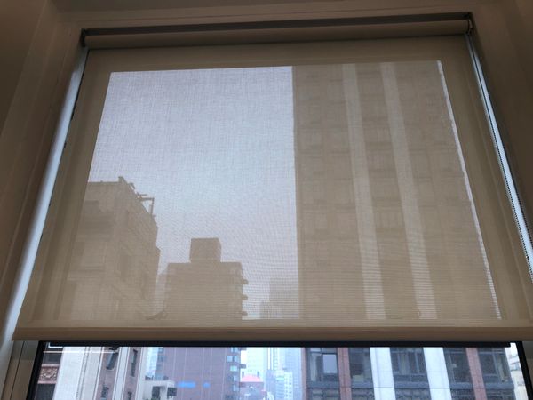 Dirty shade, shade before cleaning.