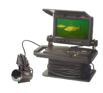 Underwater fishing camera system with monitor and cable.