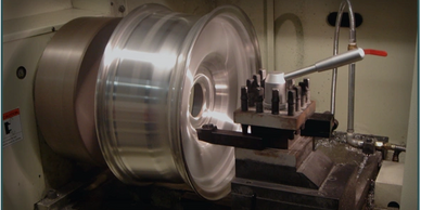 Our state-of-the-art CNC lathe for machine finished wheels 