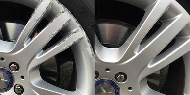 Before & after of cosmetic wheel repair 