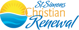 Logo with sun, ocean waves, and text "Discovery Christian Renewal".