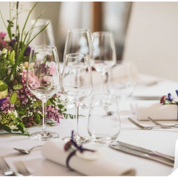 Elegant linen napkins folded neatly for events in Manchester, Lancashire, and Cheshire.