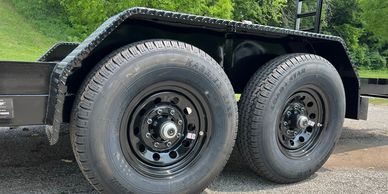 Radial Tires on a 14K Equipment Trailer, trailer manufactured by ElkRiver Trailers