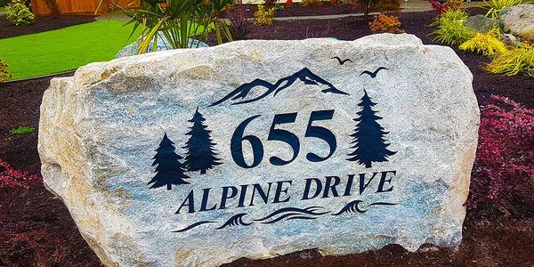 rock engraving for address sign