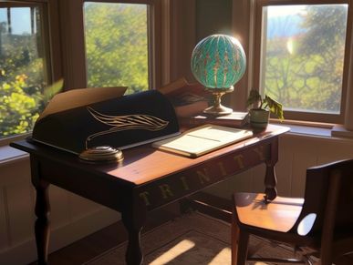 writing desk with globe