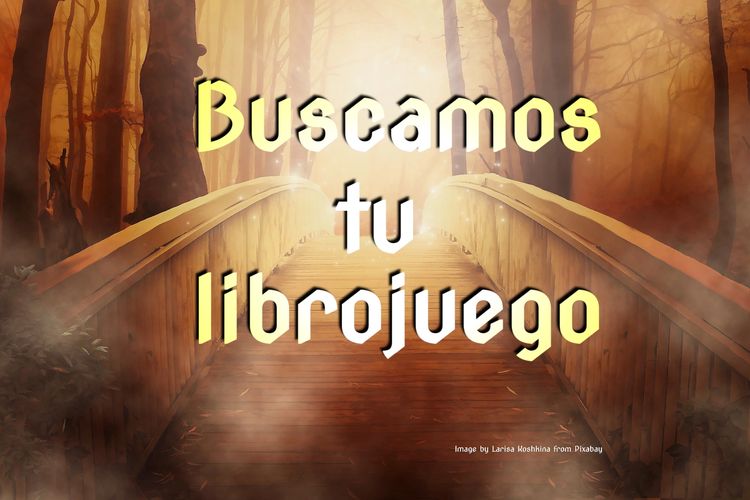 Cartel de la convocatoria de manuscritos de librojuegos de la editorial Con Pluma y Píxel.
