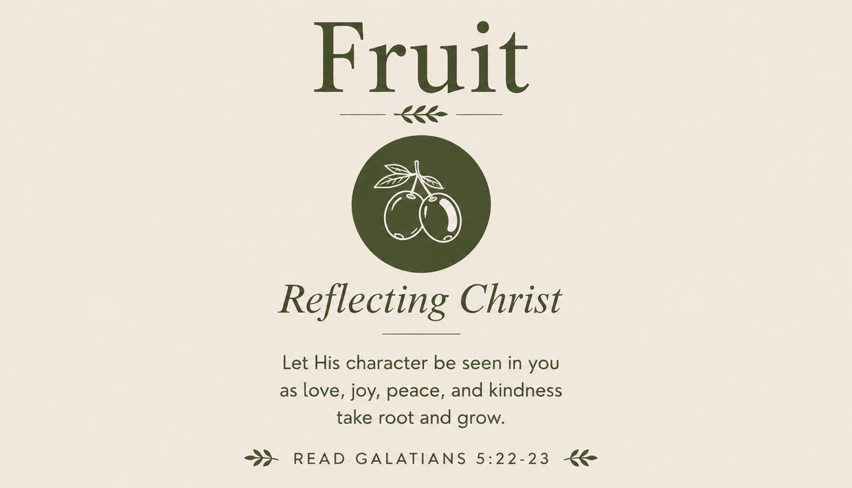 Fruit reflecting Christ's character with love and kindness.