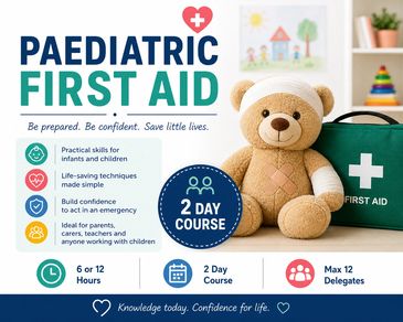 Paediatric first aid course with practical skills and confidence building for child emergencies.
