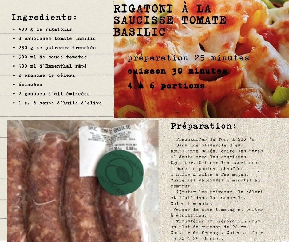 Recette de rigatoni à la saucisse 