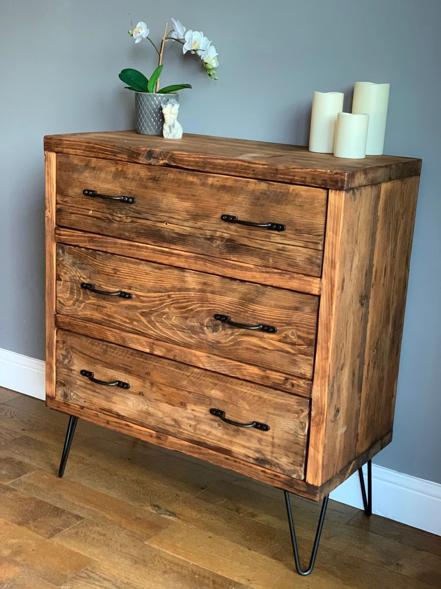 Reclaimed solid wood chest of drawers