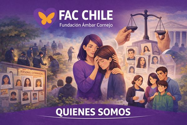 Illustration showing support for missing persons and justice in Chile.