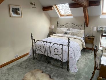 King Size bed with beautiful countryside views