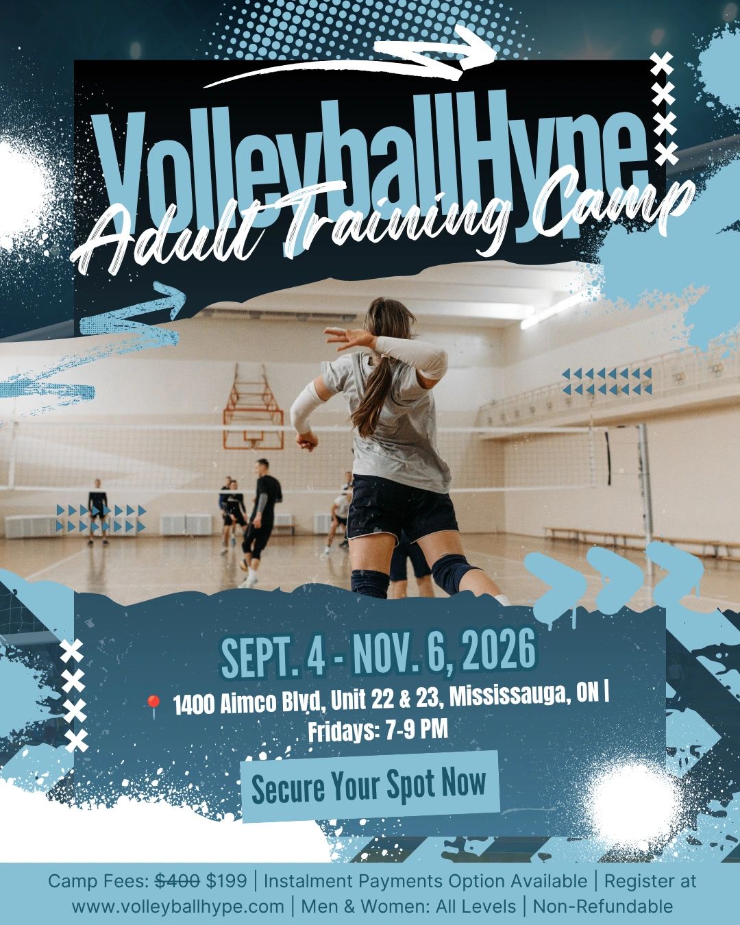 VolleyballHype Adult Training Camp details and registration info.