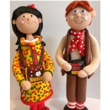 A unique wedding cake topper based on "Rosie and Jim"
A personalized keepsake