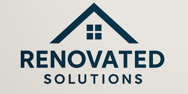 Logo of Renovated Solutions with a house roof and window design.