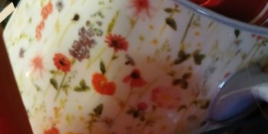 Close-up of floral patterned ceramic.