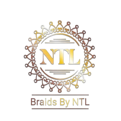 Elegant logo for Braids By NTL with intricate circular design.